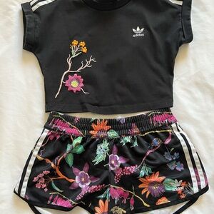 Adidas Kids Black Floral Matching Set